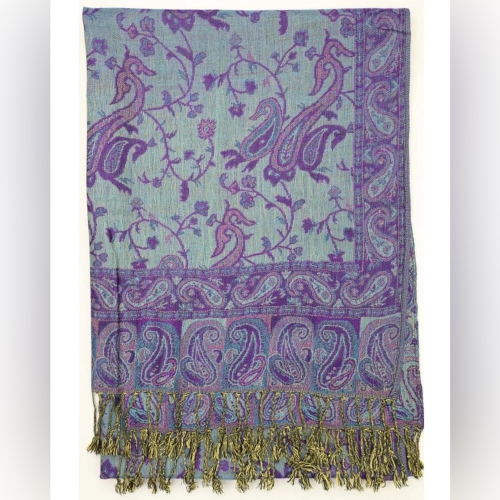 Gorgeous Whimsical Purple and Blue Paisley Pashmina